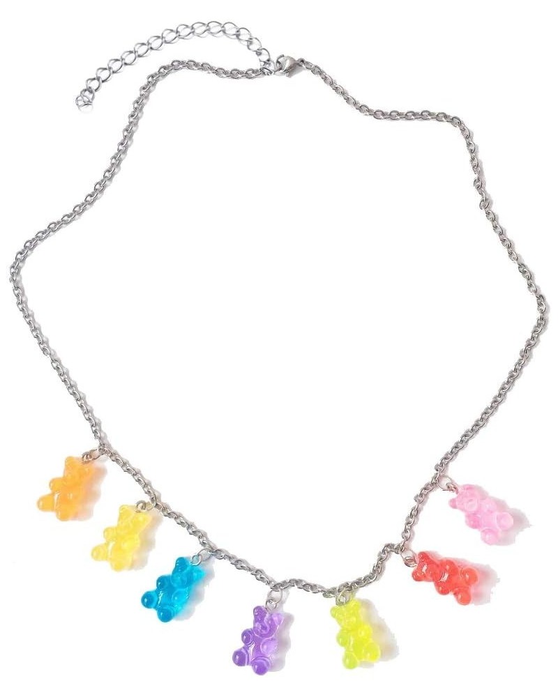 Gummy Bear Necklace Colorful Resin Bear Bracelet Aesthetic Pendant Necklace for Girls Women NECKLACE $9.71 Necklaces