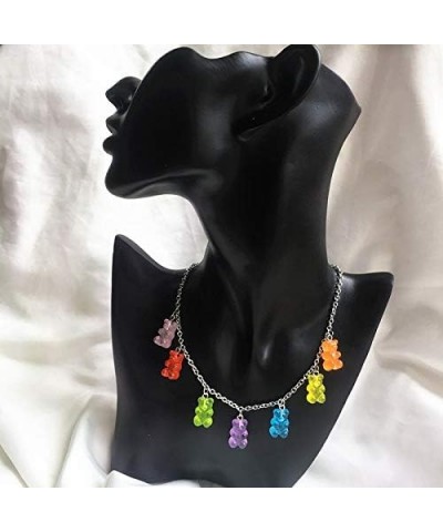 Gummy Bear Necklace Colorful Resin Bear Bracelet Aesthetic Pendant Necklace for Girls Women NECKLACE $9.71 Necklaces