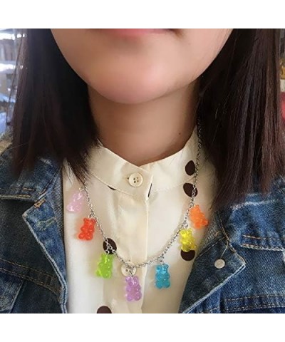 Gummy Bear Necklace Colorful Resin Bear Bracelet Aesthetic Pendant Necklace for Girls Women NECKLACE $9.71 Necklaces