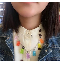 Gummy Bear Necklace Colorful Resin Bear Bracelet Aesthetic Pendant Necklace for Girls Women NECKLACE $9.71 Necklaces