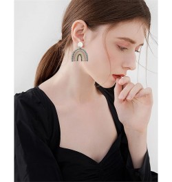 Unique Handmade Lightweight Colorful Irregular Geometric Acrylic U-Shape Dangle Drop Earrings for Women Girls Colorful Fruits...