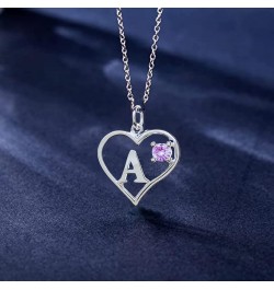 Arbach's Icy Jewelry - Sterling Silver Box Chain Personalized Birthstone Pendant Statement Necklace - Heart & Letter A 10) Oc...