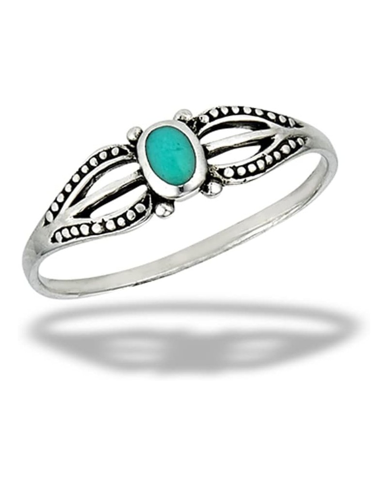 Elegant Dainty Boho Bali Simulated Turquoise Ring New .925 Sterling Silver Band Sizes 4-9 $10.61 Rings