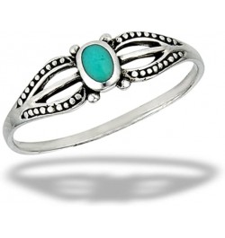 Elegant Dainty Boho Bali Simulated Turquoise Ring New .925 Sterling Silver Band Sizes 4-9 $10.61 Rings