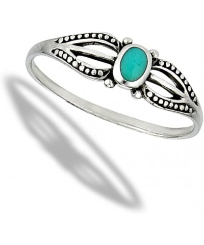 Elegant Dainty Boho Bali Simulated Turquoise Ring New .925 Sterling Silver Band Sizes 4-9 $10.61 Rings