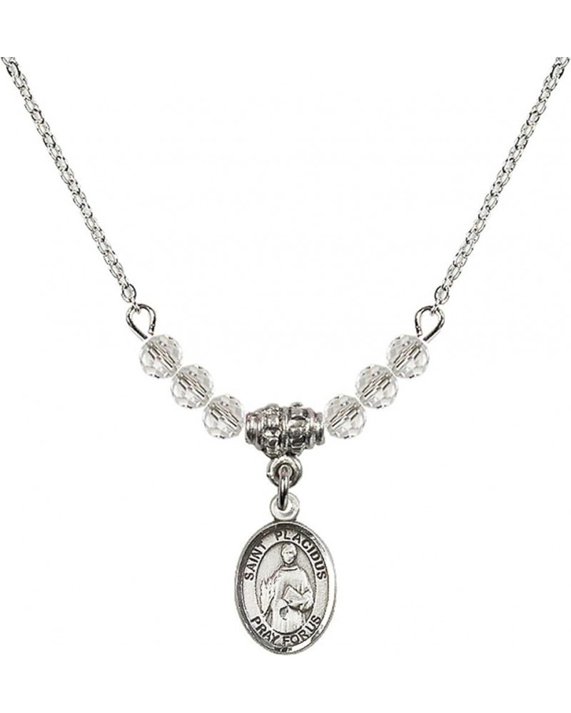 April Birth Month Bead Necklace with Catholic Patron Saint Petite Charm, 18 Inch Saint Placidus $32.44 Necklaces