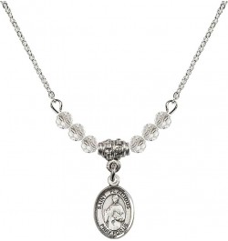 April Birth Month Bead Necklace with Catholic Patron Saint Petite Charm, 18 Inch Saint Placidus $32.44 Necklaces