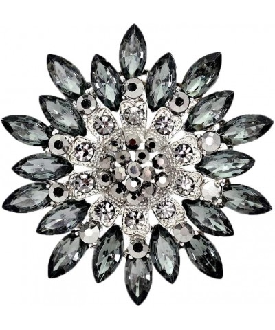 All-Match Accessories Brooches Wedding Bridal Big Crystal Rhinestone Bouquet Brooch Pin for Women Grey 2 $10.25 Others