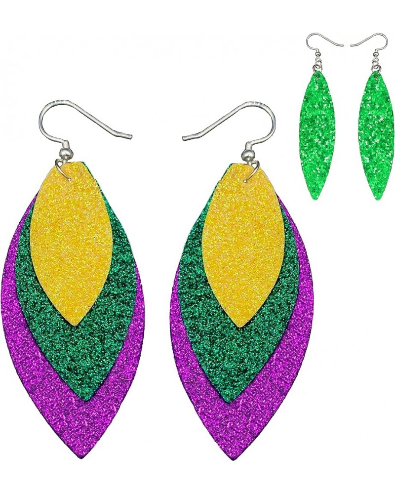 Mardi Gras Earrings for Women - Mardi Gras Jewelry - Mardi Gras Accessories for Girls - Purple, Green, Gold - Peacock Earring...