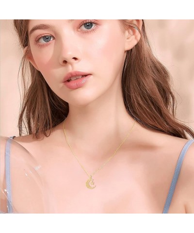 14K Real Gold Necklace Pendant Necklace Jewelry Christmas Gifts for Women Hiking Travel Enthusiasts C-Celtic Knot-Moon Star $...