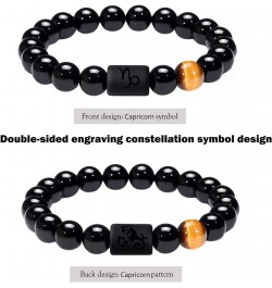 Zodiac Bracelet for Couple 8mm 10mm Natural Black Onyx Stone Bead Bracelet for Men Women Star Sign Constellation Distance Fri...