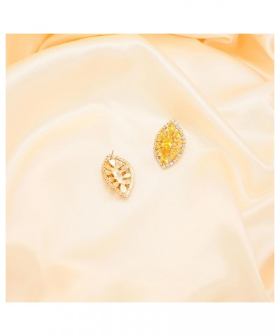 Sparkly Oval Rhinestone Stud Earrings for Women,Elegant Unique Prom Earrings Wedding Jewelry Gift Golden $7.94 Earrings