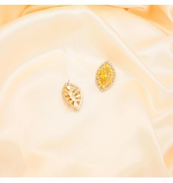 Sparkly Oval Rhinestone Stud Earrings for Women,Elegant Unique Prom Earrings Wedding Jewelry Gift Golden $7.94 Earrings