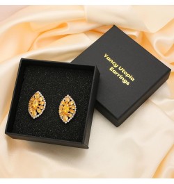 Sparkly Oval Rhinestone Stud Earrings for Women,Elegant Unique Prom Earrings Wedding Jewelry Gift Golden $7.94 Earrings