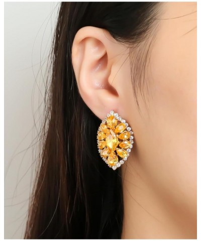 Sparkly Oval Rhinestone Stud Earrings for Women,Elegant Unique Prom Earrings Wedding Jewelry Gift Golden $7.94 Earrings