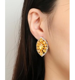 Sparkly Oval Rhinestone Stud Earrings for Women,Elegant Unique Prom Earrings Wedding Jewelry Gift Golden $7.94 Earrings