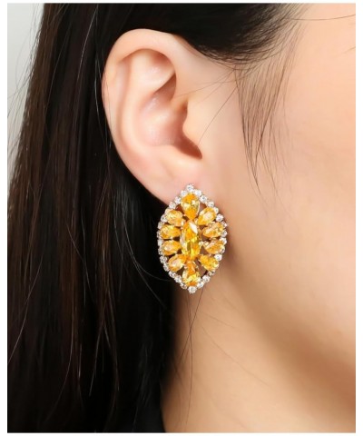 Sparkly Oval Rhinestone Stud Earrings for Women,Elegant Unique Prom Earrings Wedding Jewelry Gift Golden $7.94 Earrings