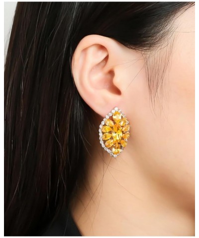 Sparkly Oval Rhinestone Stud Earrings for Women,Elegant Unique Prom Earrings Wedding Jewelry Gift Golden $7.94 Earrings