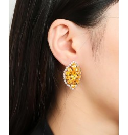 Sparkly Oval Rhinestone Stud Earrings for Women,Elegant Unique Prom Earrings Wedding Jewelry Gift Golden $7.94 Earrings