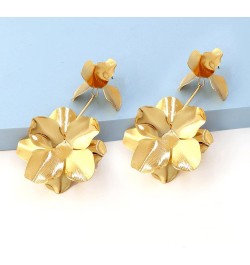 Gold Flower Earrings Elegant Gold Flower Stud Earrings Large Metal Hypoallergenic Floral Statement Drop Earring for Women Tee...