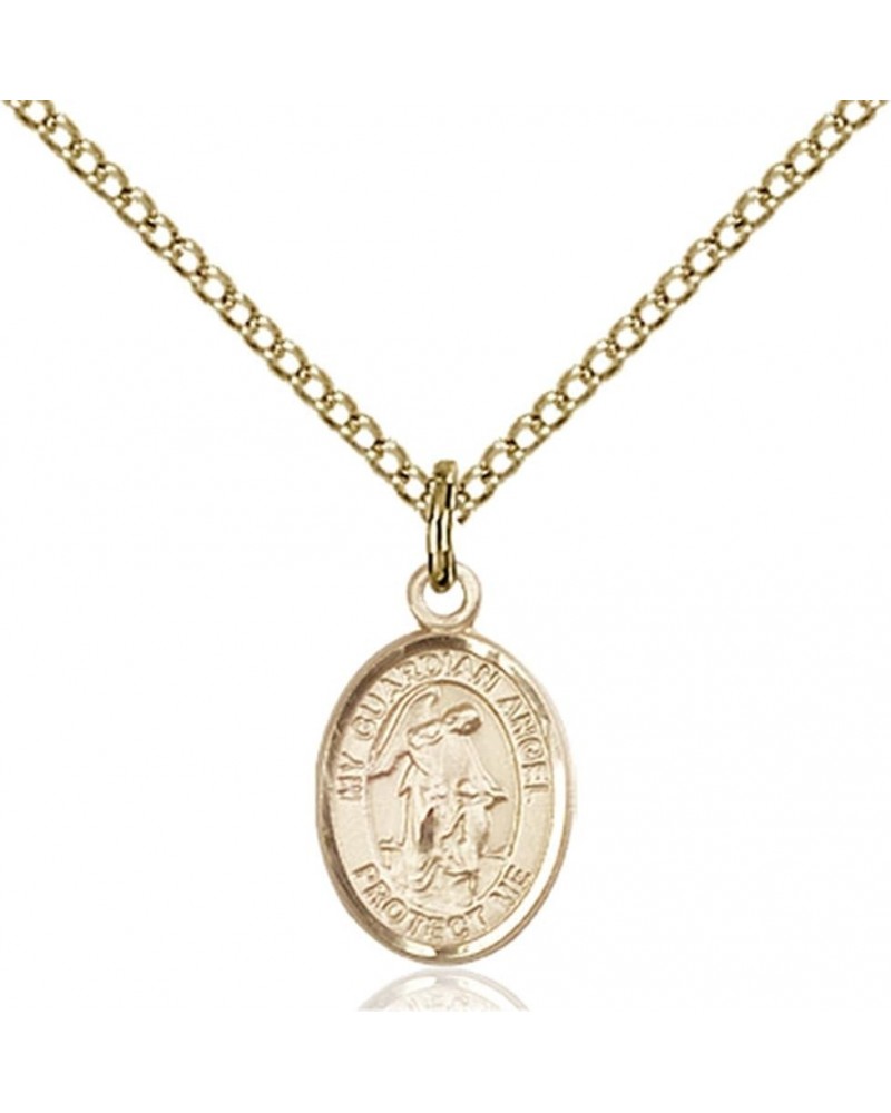 14KT Gold Filled Catholic Patron Saint Petite Charm Medal, 1/2 Inch Guardian Angel $42.50 Pendants