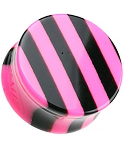 Brilliant Stripes Double Flared Ear Gauge Plug 5/8" (16mm), Pink $10.44 Body Jewelry