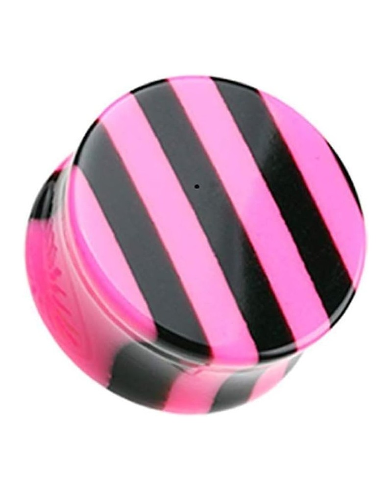 Brilliant Stripes Double Flared Ear Gauge Plug 5/8" (16mm), Pink $10.44 Body Jewelry