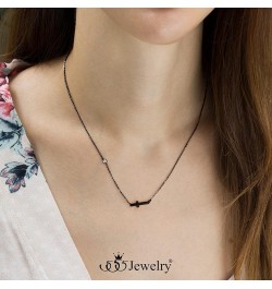 Stainless Steel Sideways Cross Necklace for Women, 18-20” Chain Black 20 Inches $9.02 Necklaces