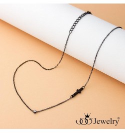 Stainless Steel Sideways Cross Necklace for Women, 18-20” Chain Black 20 Inches $9.02 Necklaces