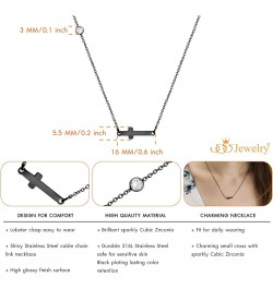 Stainless Steel Sideways Cross Necklace for Women, 18-20” Chain Black 20 Inches $9.02 Necklaces