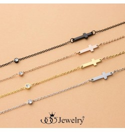 Stainless Steel Sideways Cross Necklace for Women, 18-20” Chain Black 20 Inches $9.02 Necklaces