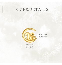 14k Gold Animal Earrings Solid Gold Moon Stud Earrings for Women Girls 14K Real Gold Jewelry Gifts for Her squirrel $64.38 Ea...