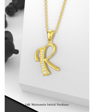 14K Solid Gold Initial A to Z Necklaces for Women, Moissanite Diamond Letter Pendant Small Aphabet Jewelry Graduation Mothers...