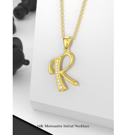 14K Solid Gold Initial A to Z Necklaces for Women, Moissanite Diamond Letter Pendant Small Aphabet Jewelry Graduation Mothers...