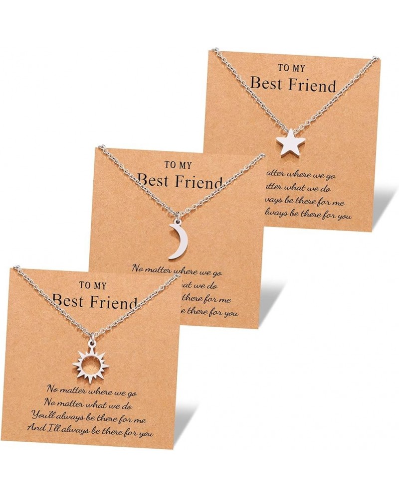 Dainty Sun Moon Star Friendship Necklace for 2/3 Best Friend Sisters Women Girls with Gift Message Card sun moon star-3pcs $9...