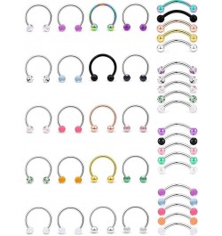 10-40PCS 16G Stainless Steel Eyebrow Piercing Jewelry Helix Daith Earrings Lip Septum Ring Studs Opal Cubic Zirconia Barbell ...