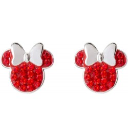 Minnie Mouse Jewelry, Sterling Silver Pave Birthstone Crystal Stud Earrings July-Siam Light Red Crystal $22.05 Earrings