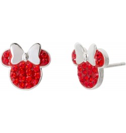 Minnie Mouse Jewelry, Sterling Silver Pave Birthstone Crystal Stud Earrings July-Siam Light Red Crystal $22.05 Earrings