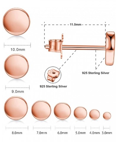 Rose Gold Plated Sterling Silver Dot Stud Earrings 3mm-10mm Options, Flat Round Disc Studs Hypoallergenic Jewelry 3mm $9.20 E...