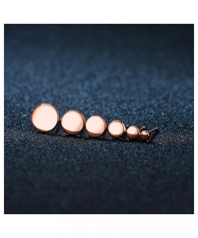 Rose Gold Plated Sterling Silver Dot Stud Earrings 3mm-10mm Options, Flat Round Disc Studs Hypoallergenic Jewelry 3mm $9.20 E...