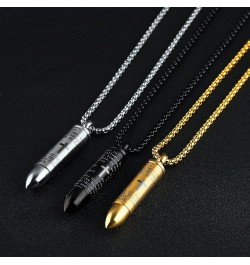 Stainless Steel English Lord's Prayer Cross Detachable Cremation Urn Bullet Pendant Necklace with 22 Inch Chain (Black Gold S...