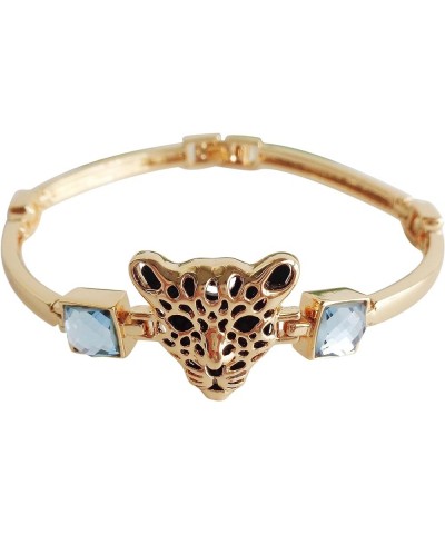 18k White Gold Plated White Eyes White Crystal Leopard Head Claw Az3010 Bracelet Bangle 7"+1 Blue $10.25 Bracelets