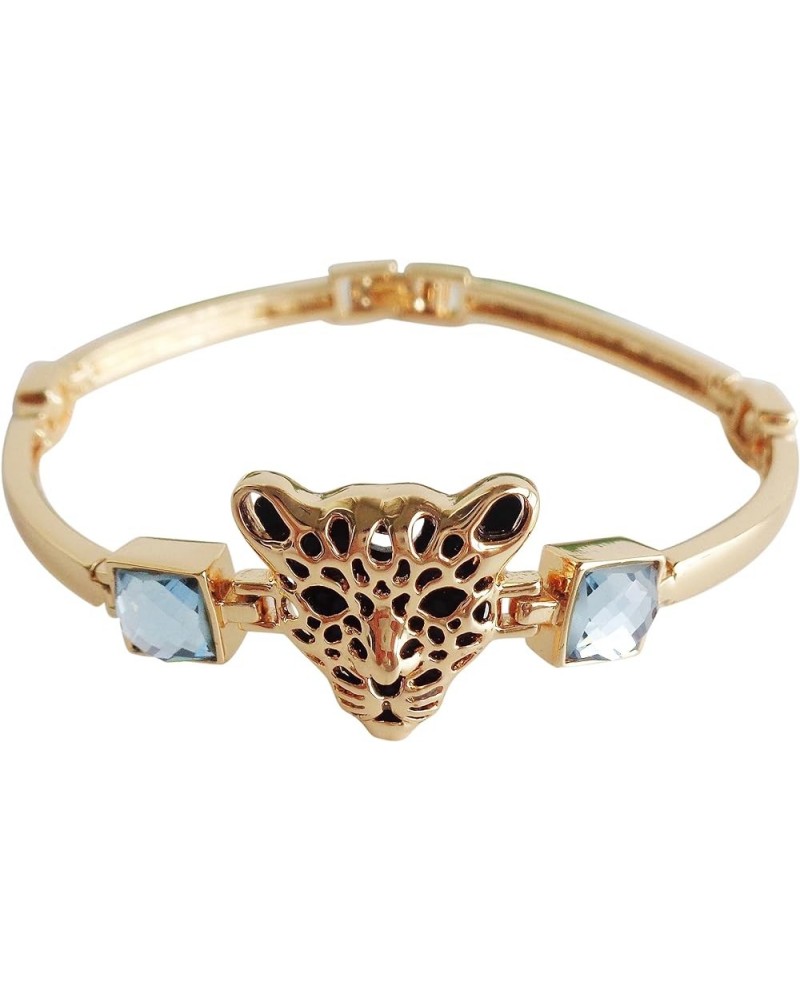 18k White Gold Plated White Eyes White Crystal Leopard Head Claw Az3010 Bracelet Bangle 7"+1 Blue $10.25 Bracelets