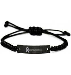 Suicide Awareness and Prevention Black Rope Bracelet Mental Health Wristband for Friends Coworkers Mom Dad Boss Girlfriend Bo...