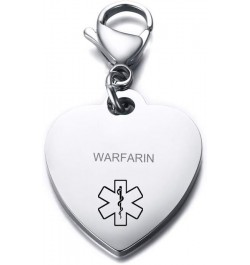 Personalized Engraving Stainless Steel Medical Alert ID Heart Pendant Necklace for Women Girls Silver Keychain 02-warfarin $7...