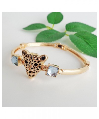 18k White Gold Plated White Eyes White Crystal Leopard Head Claw Az3010 Bracelet Bangle 7"+1 Blue $10.25 Bracelets