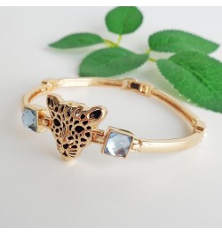 18k White Gold Plated White Eyes White Crystal Leopard Head Claw Az3010 Bracelet Bangle 7"+1 Blue $10.25 Bracelets