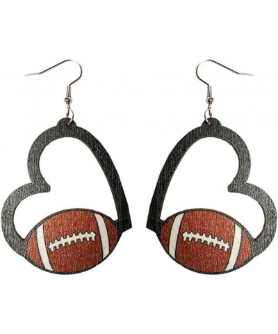 Soccer Earrings Basketball Earrings Dangle Earrings for Women Girls Heart Shaped Sports Wooden Baseball Rugby Softball Tennis...