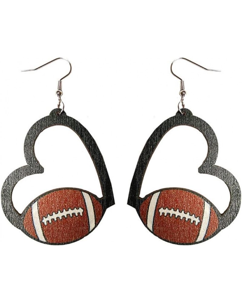 Soccer Earrings Basketball Earrings Dangle Earrings for Women Girls Heart Shaped Sports Wooden Baseball Rugby Softball Tennis...