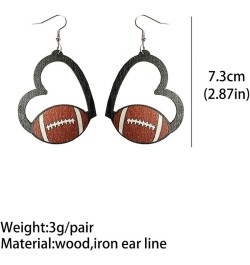 Soccer Earrings Basketball Earrings Dangle Earrings for Women Girls Heart Shaped Sports Wooden Baseball Rugby Softball Tennis...